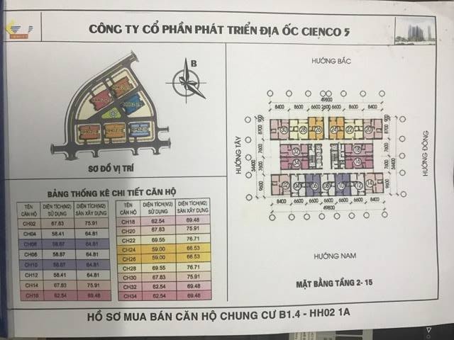 SƠ ĐỒ MẶT BẰNG 6 TÒA CHUNG CƯ B1.4 HH02 THANH HÀ - MƯỜNG THANH CIENCO 5
